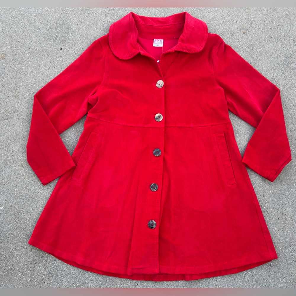 CMC Red Corduroy Jacket 100% Cotton Women Size XS,S,M. Made in the USA NWT